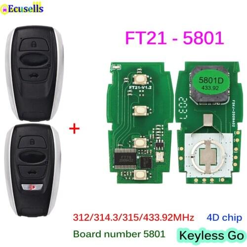 Smart Keyless Go Remote Key PCB 312/314.3/315/433MHz 4D Chip for Subaru Legacy Outback Forester BRZ Impreza WRX XV Board 5801