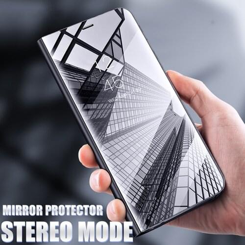 Mirror Smart Case For OPPO RENO 3 Cover Clear View PU Leather Kickstand Flip Cover For OPPO Realme 5 3 2 Pro C1 C2 X K3 A1K Case