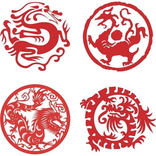 Three Ratels CHT16 Red Ancient dragon totem Auto Moto Vinyle Stickers Race Huile wall sticker art for home decoration