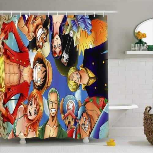 3D Custom Shower Curtain Anime Enthusiasts Luffy Waterproof Ployester Fabric Bath Curtains With Hooks One Piece Bathroom Screen