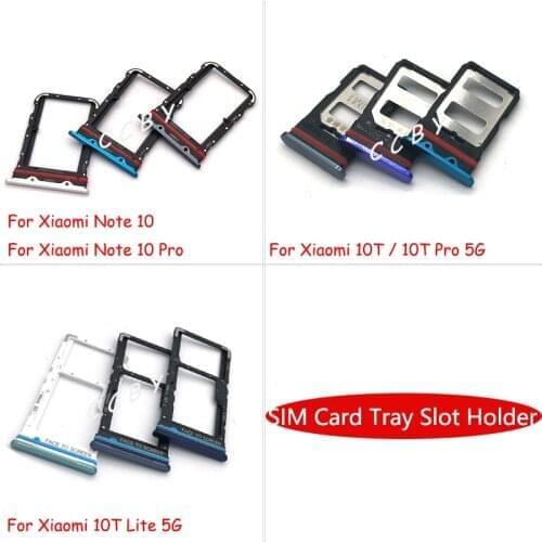 10pcs For Xiaomi Mi Note 10 Lite Sim Card Tray Slot Holder Socket Replacement Parts