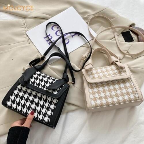 Fashion Plaid Crossbody Handbag Totes Women Casual PU Leather Shoulder Purse Female Portable Travel Messenger Top-handle Bag