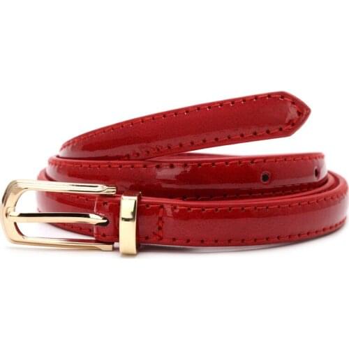 Lady Candy Color Thin Belt Alloy Buckle Faux Leather Waist Chain Strap Waistband