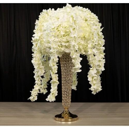 12pcs)NO Artificial silk rose ball white )60cm tall gold crystal flower stand centerpieces for wedding yudao1202