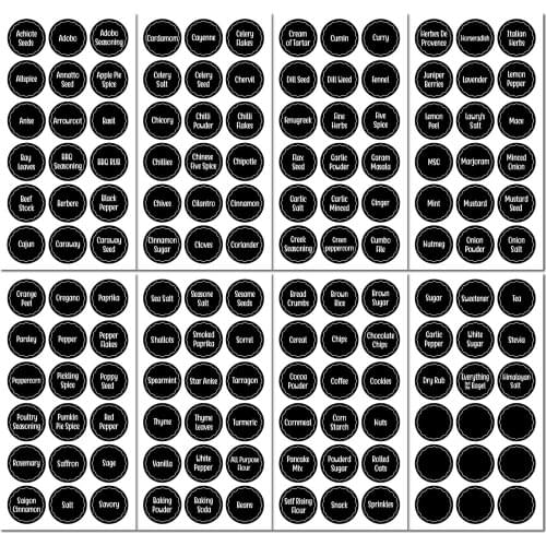 Labels Stickers Waterproof White Black Herbs Preprinted Pantry 144/276Pcs Decals Script Food Spice Labels Jam Stickers Seasoning