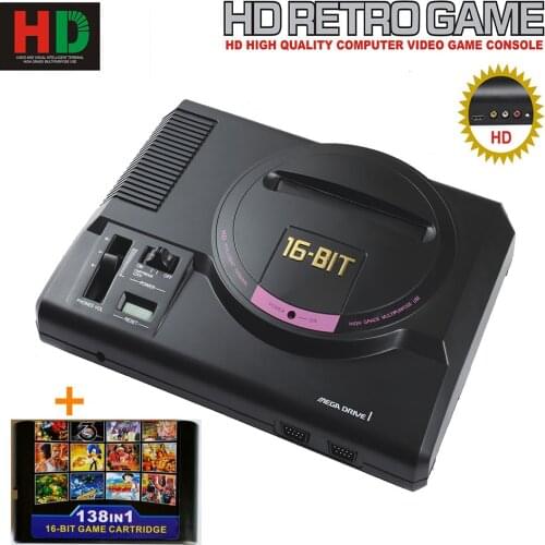 16 Bit MD Genesis TV Game Console HD for Original SEGA game cartridge with 138 in 1 classic games