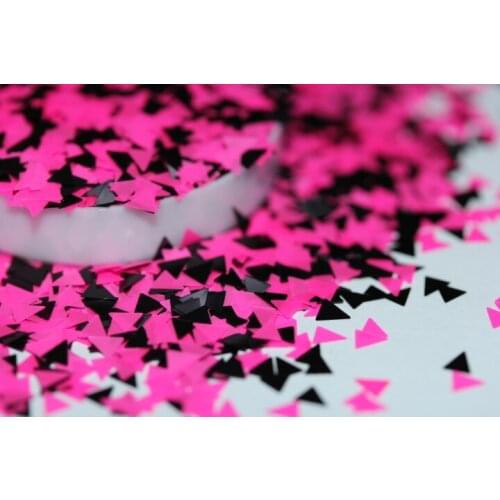 3mm solvent-resistant glitter shapes-black and neon pink triangles