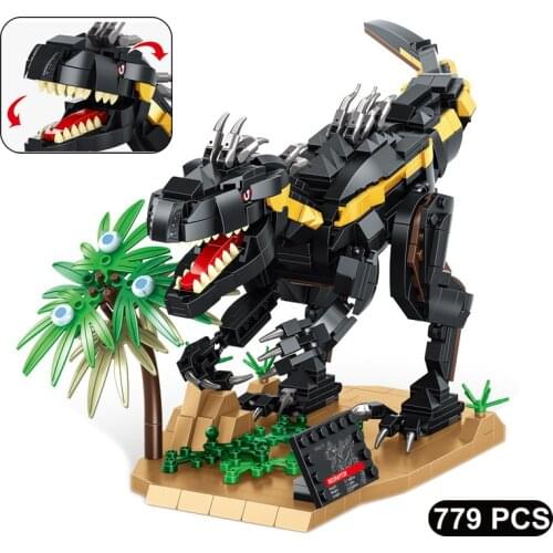 779Pcs Jurassic Tyrannical Raptor Dinosaur Building Blocks Animal World Park Static Model Bricks Educational Toys for Boys Gifts