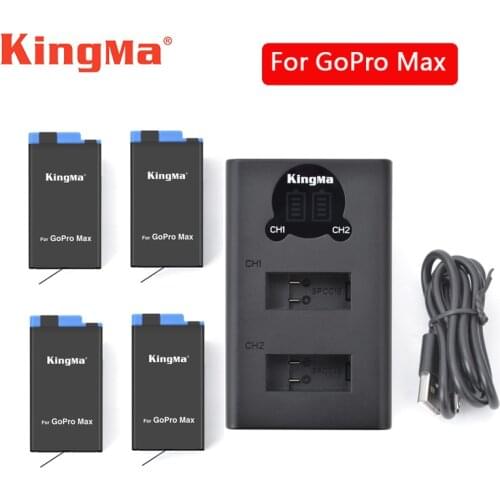 Accessories For GoPro Max Battery Li-ion Rechargeable Battery + LCD Dual Batteries Charger For GoPro Hero 8 Max Action Camera