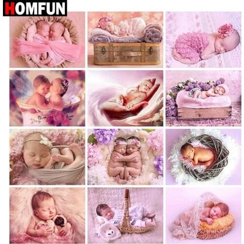 HOMFUN Full Square/Round Drill 5D DIY Diamond Painting "Baby theme portraits" Embroidery Cross Stitch 5D Home Decor Gift