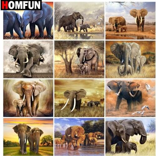 HOMFUN Full Square/Round Drill 5D DIY Diamond Painting "Landscape elephant animal" Embroidery Cross Stitch 5D Home Decor Gift