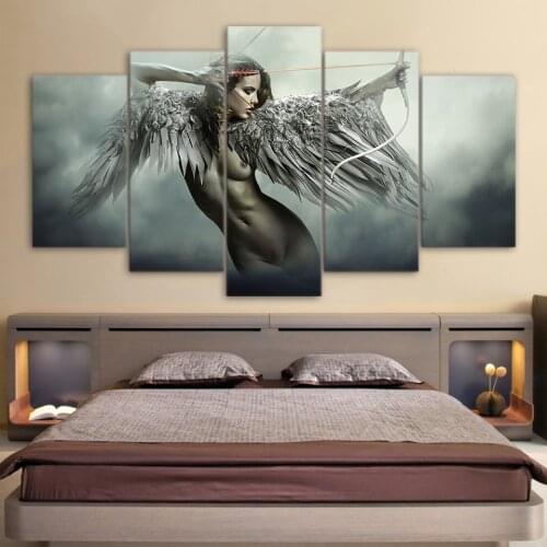 Angel wings body sensual for wall Art Canvas HD Print Picture Painting Home Decor Anime Fantasy Wing Sexy Girl nude poster Frame