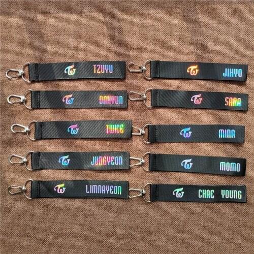Kpop TWICE Keychain Laser dazzling for Mobile Phone Strap Name Key Chain Pendant Feel Special album kpop TWICE lanyard