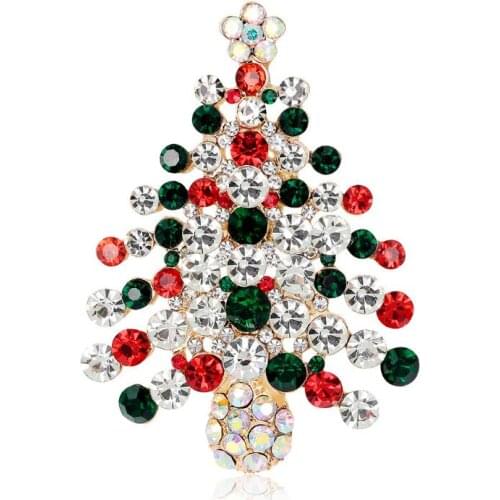 New Year Christmas Brooch Christmas Tree Brooches Charm Rhinestone Brooch Pin for Women Cheap-christmas-ornament Christmas Gift