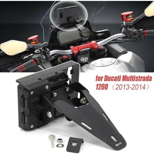 For Ducati Multistrada 1200 Motorcycle GPS Phone Holder Stand Bracket USB Charger GPS Moto 2013 2014 Multistrada 1200