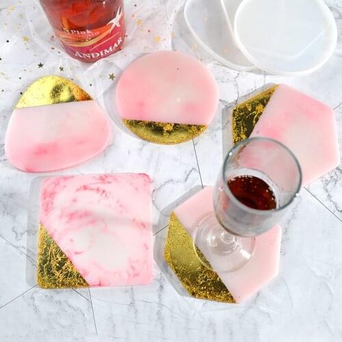 DIY Geometric Coaster Silicone Mold for Diy Epoxy Resin Coaster Tray Crfats Jewelry Tools Mould