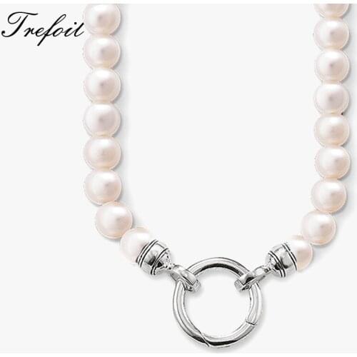 Beads Long Necklace Freshwater Pearl Pendant Carrier,925 Sterling Silver Jewelry Romantic Gift For Lady Women Girls Collares