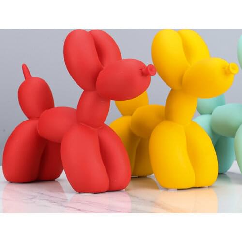 Balloon Dog Statue Matte Color Home Decoration Ornaments Resin Puppy Sculpture Modern Nordic Style Living Room Animal Figures
