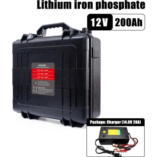 HAKADI 12V 200Ah Lifepo4 Rechargeable Battery Pack High Power Long Cycle Life For Solar System RV Camping Outdoor Power Supply