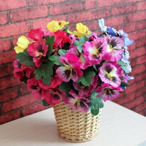 1Pc 10 Head Pansy Fake Flower 6 Colors Handmade Simulation Plant Bunch Artificial Flowers Home Party Wedding Decoration Banquet