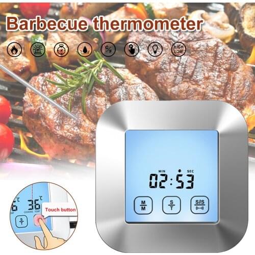 Kitchen Meat Thermometer Probe LCD Digital Cooking Thermometer Smart Touch Screen Control For Meat Oven BBQ Cooking
