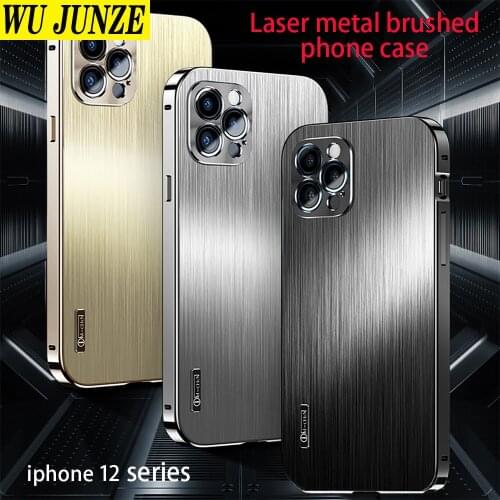 Laser metal brushed lens anti-drop protective cover for iphone 12 Pro Max Cover all-inclusive metal anti-drop mobile phone case