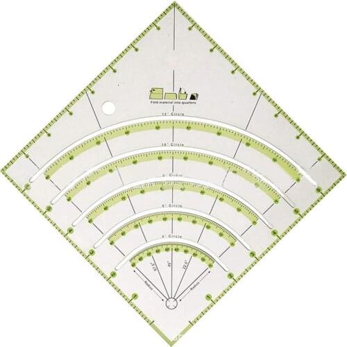 Arcs Fans Quilt Circle Cutter Ruler Acrylic Quilters Ruler With Double Colored Lines For Easy Cutting Sewing Accessory-35