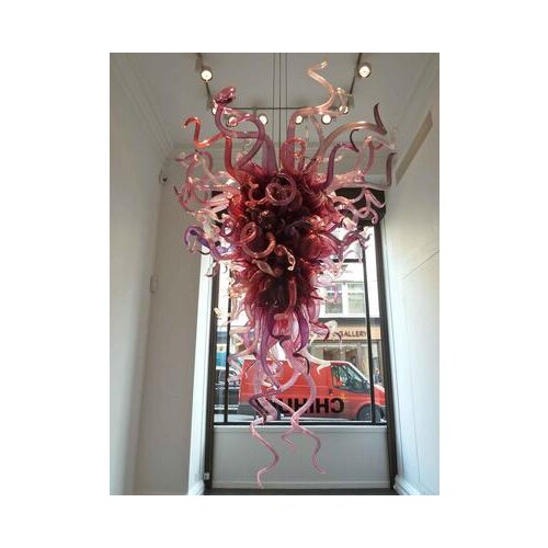 Newest Hot Sale Art Deco Lighting Dale Chihuly Pink Colored Murano Glass Chandeliers