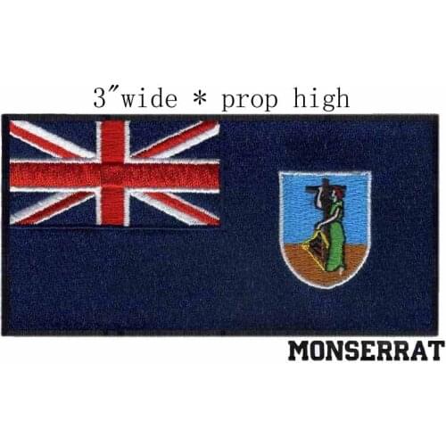 Monserrat Flag 3" wide embroidery patch for collar applique/flowers/the green skirt girl