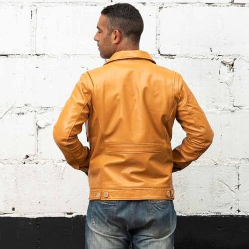2020 Yellow Men Casual Jacket Large Size XXXL Genuine Cowhide Autumn American Style Slim Fit Leather Caot FREE SHIPPING