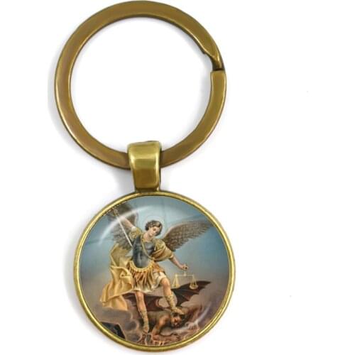 New Men Keychains Archangel St.Michael Protect Me Saint Shield Protection Charm Russian Orhodox Keyrings Jewelry For Holy Gift