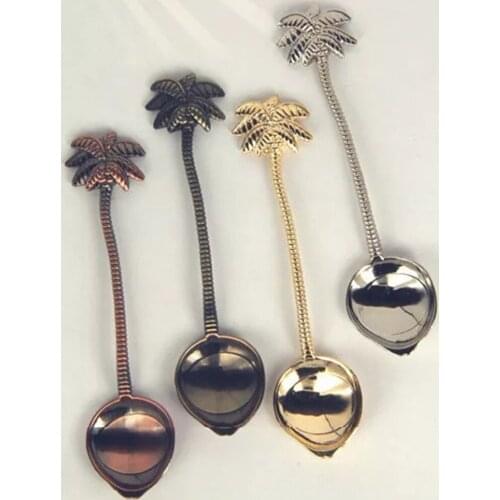 NEW Coconut Tree Tea Coffee Spoon Ice Cream Small Decoration Zine Alloy Gift for Bar Party