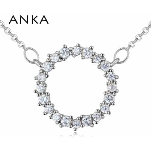 ANKA brand 2020 luxury round shape pendant charm necklace fashion girl women jewelry zircon CZ luck necklace wedding gift#125624