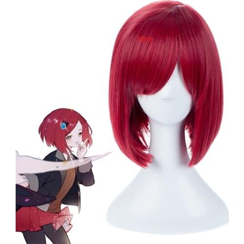 Danganronpa V3 Killing Harmony Yumeno Himiko Red Short Wig Cosplay Costume Dangan Ronpa Heat Resistant Hair Women Party Wigs