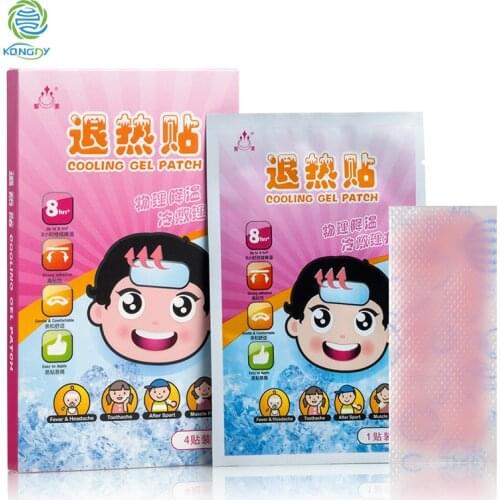 Cooling Fever Patch 4 Pieces/Box Physical Temperature Failing Relief Headache Pain Cooling Gel Plaster for Children and Adult