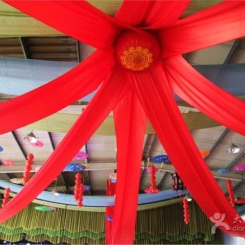 10pcs 0.7m*13m Luxury Wedding Red Roof Drape Fabric Decoration Beautiful Ceiling Drape Party Events Canopy Fabirc Decoration