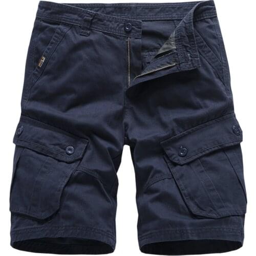 Cotton Summer Mens Cargo Shorts 2021 Casual Black Loose Overalls Shorts Male Breathable Multi-Pocket Pants Size 40 Short Hombre