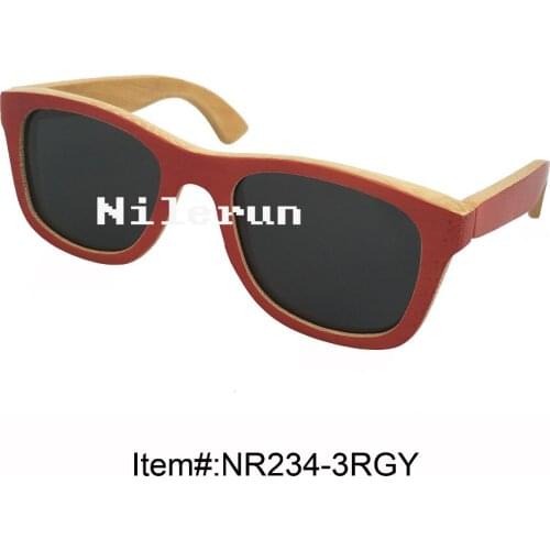 Stylish red bamboo sunglasses