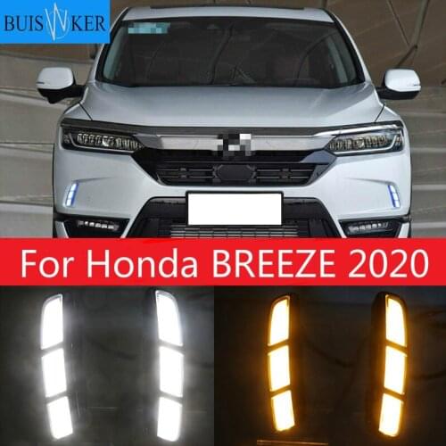 1Set led For Honda BREEZE 2020 DRL Daytime Running Light DRL with yellow turn signal fog lamp Relay Daylight