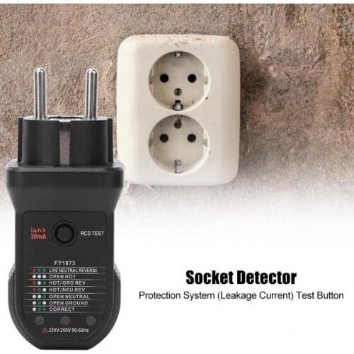 FY1873 Socket Tester Outlet Detector Safety Testing Instrument for Leakage Plug Detection Digital