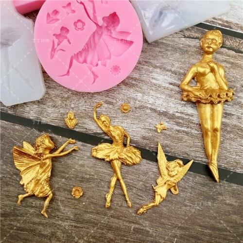 3D Ballet Girl Angel Silicone Mold Cupcake Topper Fondant Cake Decorating Tools Cupcake Baking Candy Chocolate Gumpaste Mould