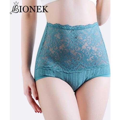 BIONEK High Waist Womens Lace Underwear Briefs Female Sexy Seamless Comfortable Panties Underwears Body Shaping Lingerie