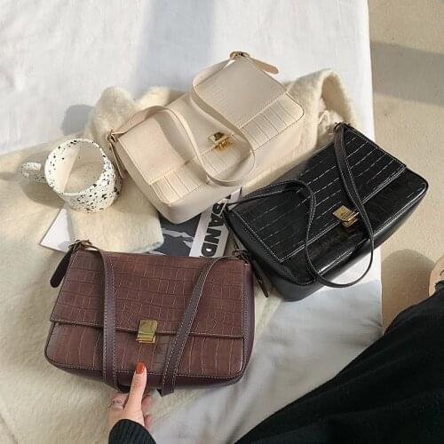 Female Travel Luxury Trending Cross Body Pack Winter Pu Leather Crossbody Bags for Women Fashion Alligator Handbags and Purses