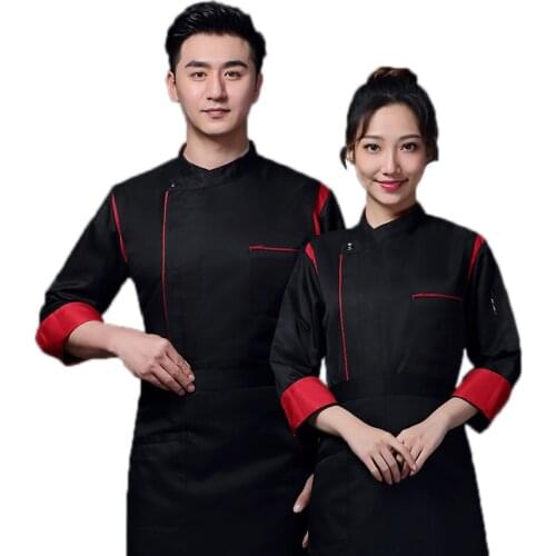 Women and men kitchen restaurant cook workwear chef uniform Shirt Breathable Chef Jacket Barber work clothes