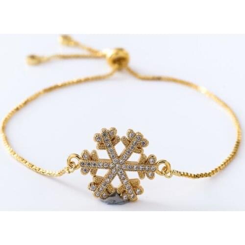 Gold silver Chain micro pave cz Zircon Cubic Zirconia bracelet rope adjusted Macrame cy3453 Bangle snowflake Jewelry gift