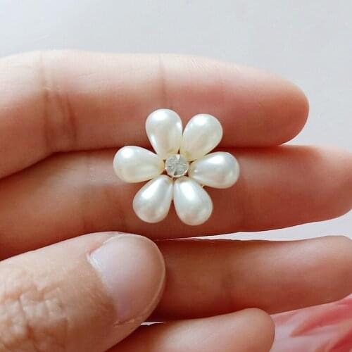 10 PCS 18mm Fashion Metal Alloy KC Gold Crystal Imitation Pearl Flowers Connectors Charm DIY Accessories For Jewelry Making