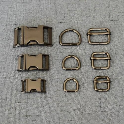 100 Sets 15mm/20mm/25mm Webbing Metal Hardware D Ring Adjuster Belt Strap Slider Release Buckle For Dog Collar DIY Accessory