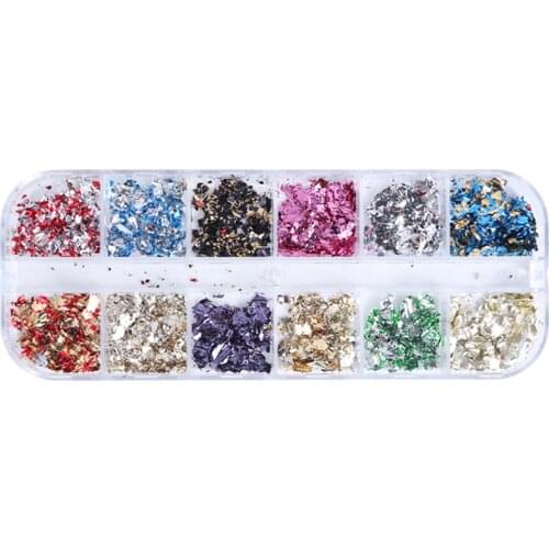 12 Color Nail Art Glitter Paillette Foils Flakes Nail Care Decoration