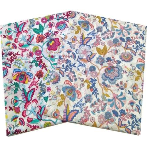 142x50cm 80s Cotton Light Fresh Flowers Poplin Printed Soft Fabric, Making Womens and Childrens Clothing Pattern Cloth