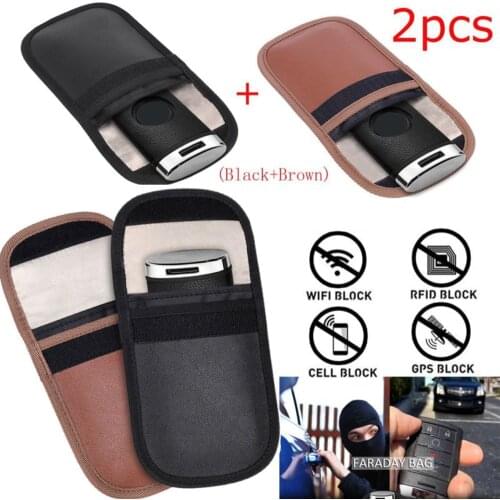 2pcs/Set Car Anti-Theft Signal Blocking Faraday Keyless Entry Auto Key Pouch Case Bag Replacement Accessories